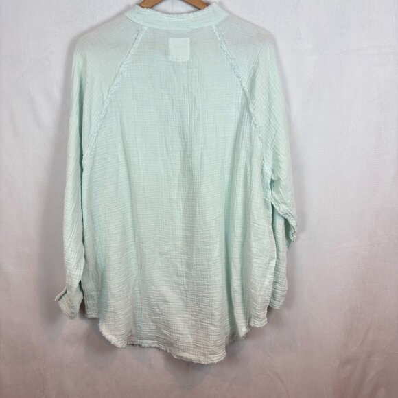 Aerie Women's Ocean Blue Oversized distressed coverup button shirt sz Medium NWT - Picture 11 of 14